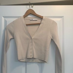 🤎🤍ZARA CROPPED CARDIGAN